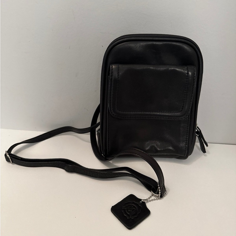Osgoode Marley RFID Black Leather Mini Organizer Adjustable Crossbody